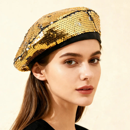 Béret noir brillant SecretBombe pour look élégant et moderne