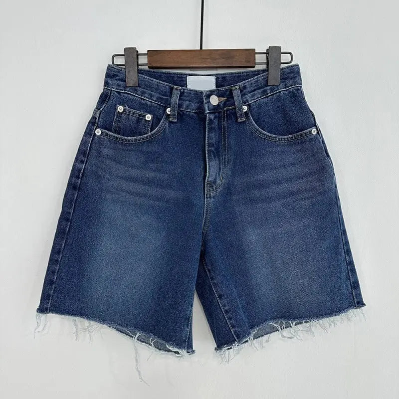 Bermuda denim femme confortable, coupe ample & jambe large chic