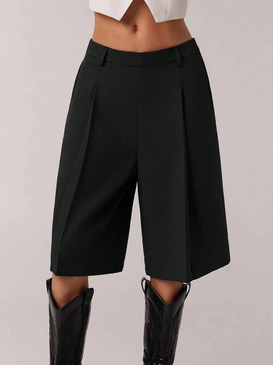 Bermuda long femme noir à coupe élégante SecretBombe