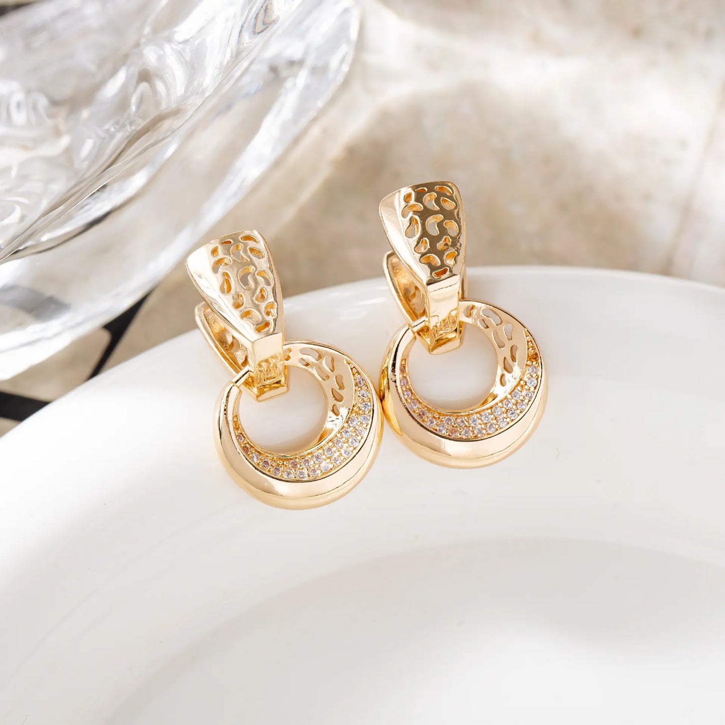 Boucles d’oreilles géométriques tendance, style INS, finition électroplaquée haute qualité