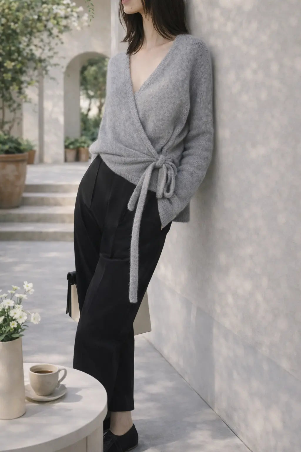 Cardigan cache-cœur femme style casual chic en laine – secretbombe