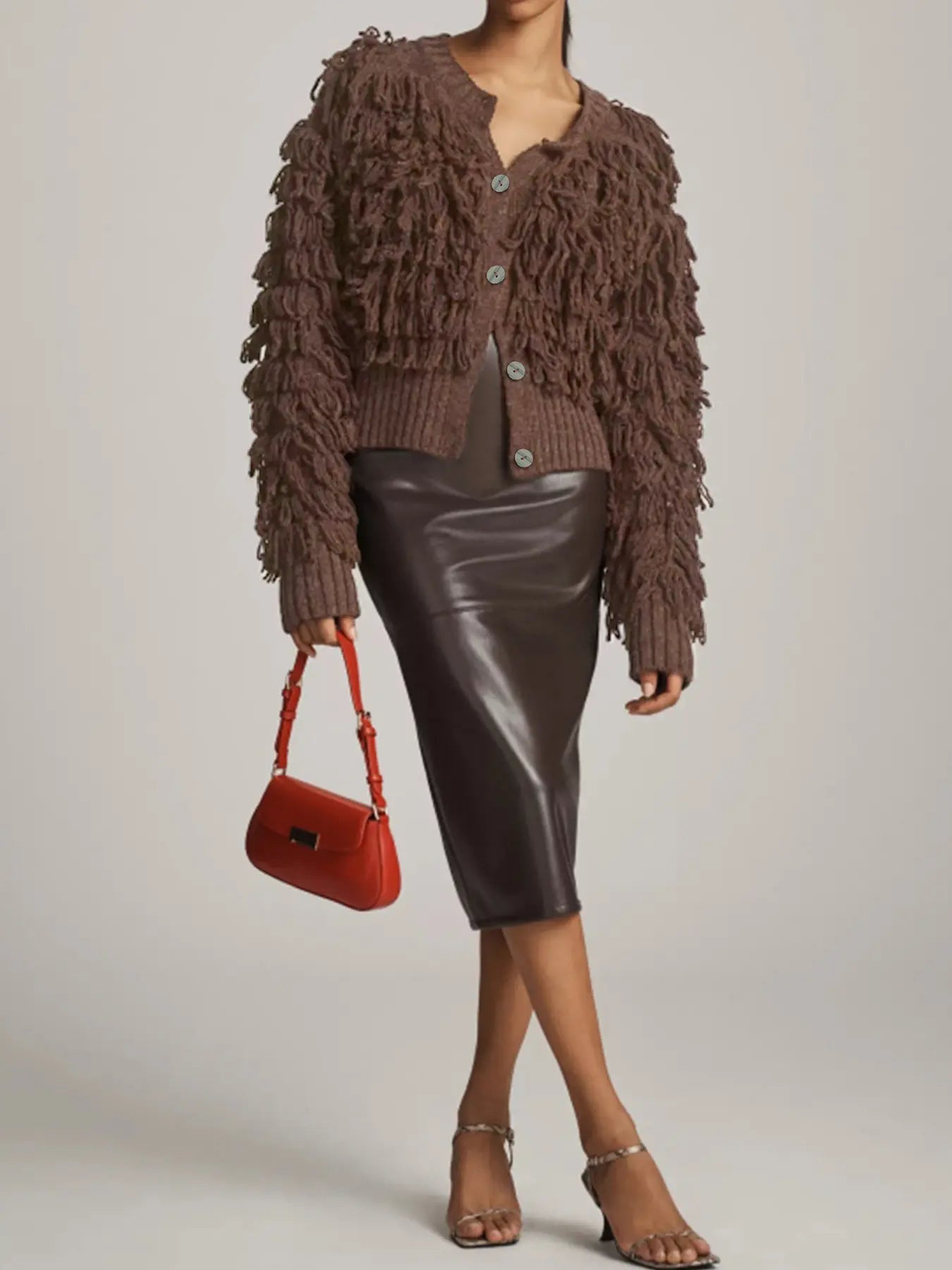 Cardigan marron tendance pour femme – boutique secretbombe