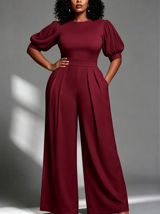 Combinaison pantalon femme bordeaux à jambes larges SecretBombe