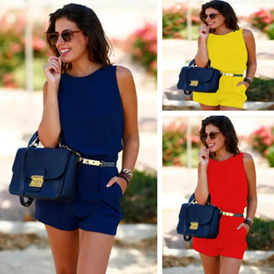 Combishort casual chic femme disponible en bleu jaune et rouge style moderne SecretBombe