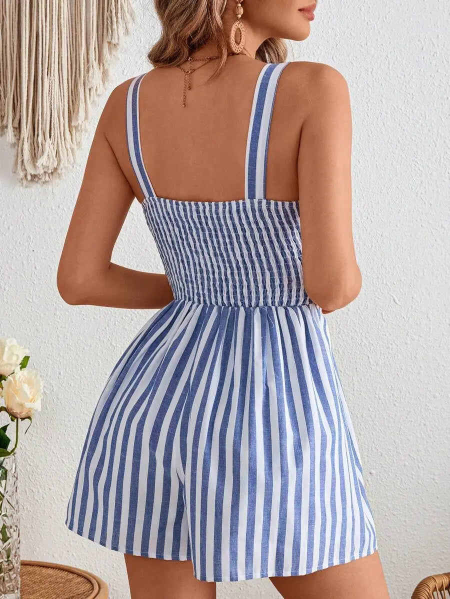 Combishort d’été femme, short léger avec nœud poitrine