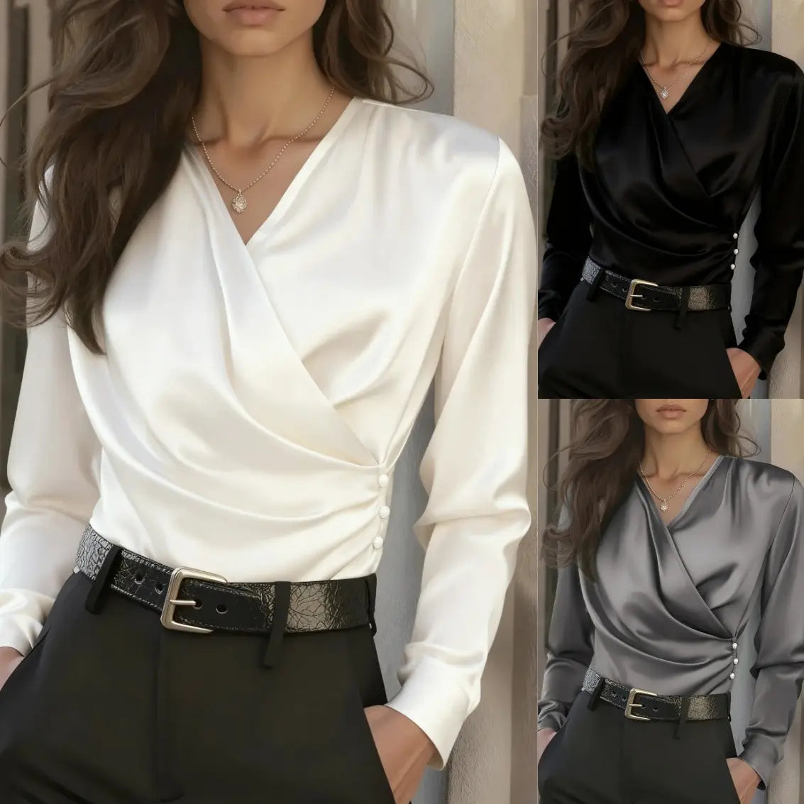 Chemise cache-cœur femme élégante décolleté croisé – SecretBombe