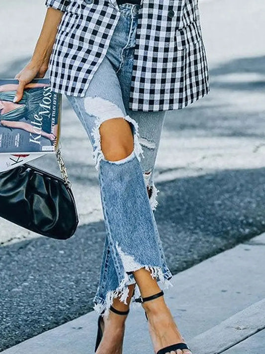 Jean femme denim destroy coupe ajustée tendance urbaine SecretBombe