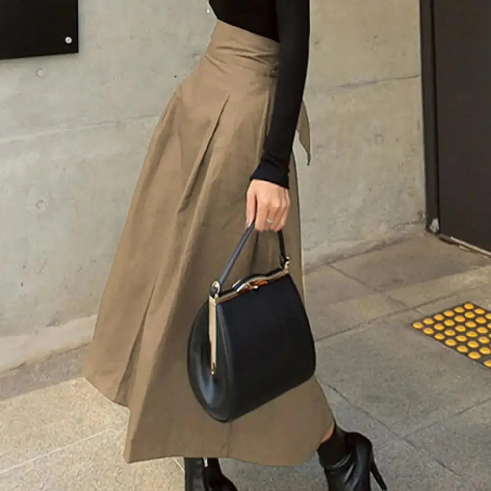 Jupe beige femme mode, coupe trapèze moderne et féminine