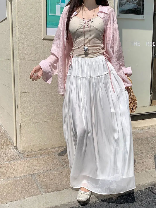 . Jupe longue streetwear blanche élégante et facile à porter