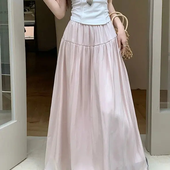 Jupe longue rose streetwear chic et légère