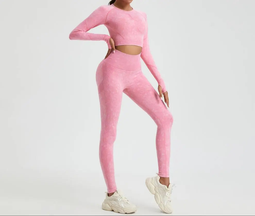 Legging rose de sport vue de face, confort et liberté de mouvement