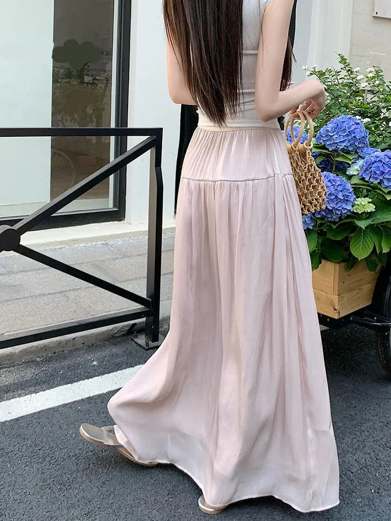 Jupe longue streetwear rose douce et féminine
