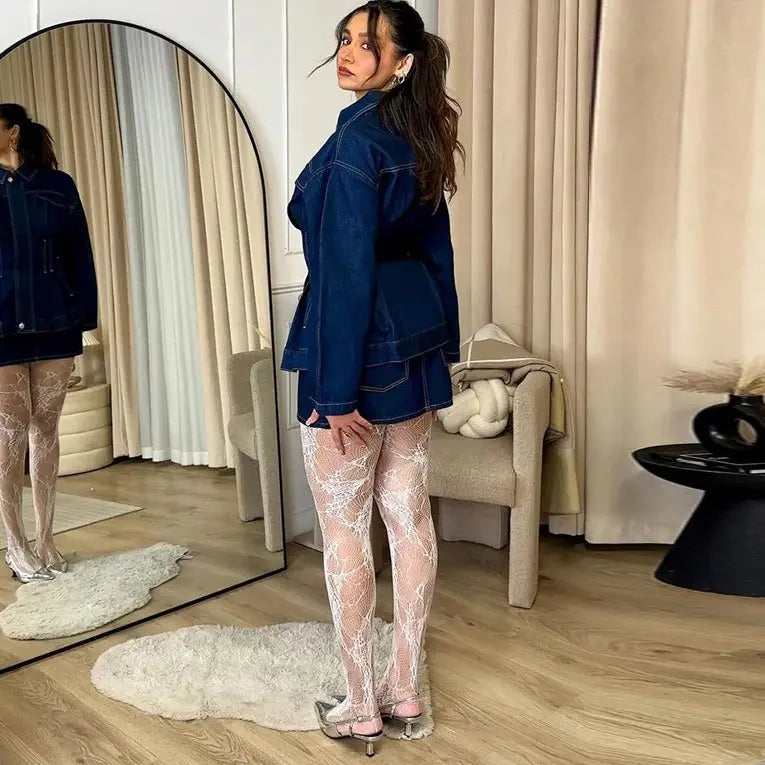 Veste en jean cintrée femme bleu foncé élégante SecretBombe