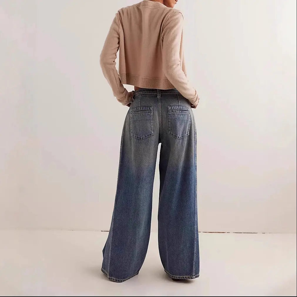 Pantalon denim femme large style streetwear européen – SecretBombe