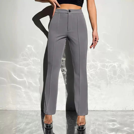 Pantalon droit streetwear noir femme, style urbain moderne et confortable