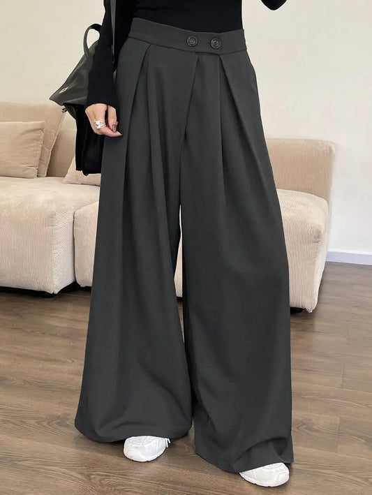 Pantalon palazzo femme gris à jambes très larges SecretBombe