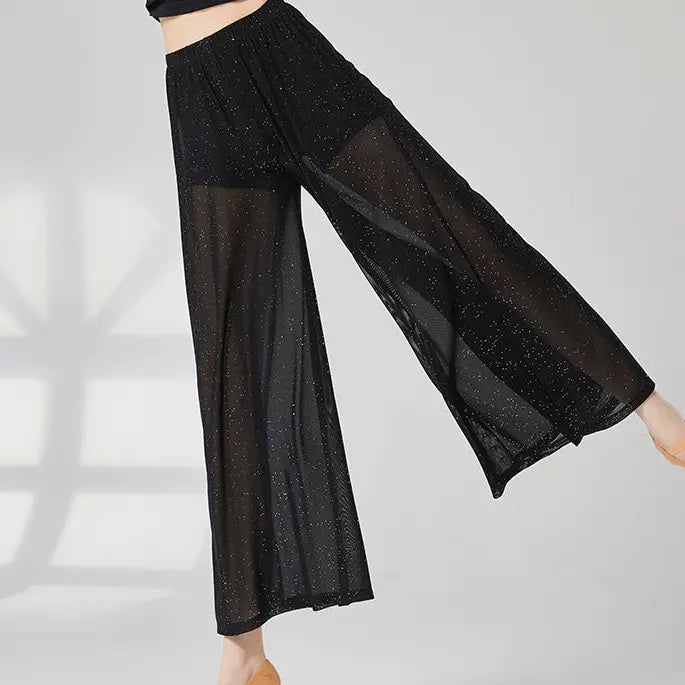 Pantalon palazzo noir femme transparent et fluide SecretBombe