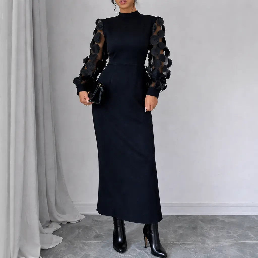 Robe longue noire tendance pour femme, style élégant et féminin SecretBombe