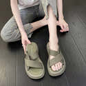 Sandales Baskets Pour Femme En Maille Respirante - Semelle épaisse Confortable - Lacets Ajustables - Couleur Blanc/marron - Pour été Et Plage - 6
