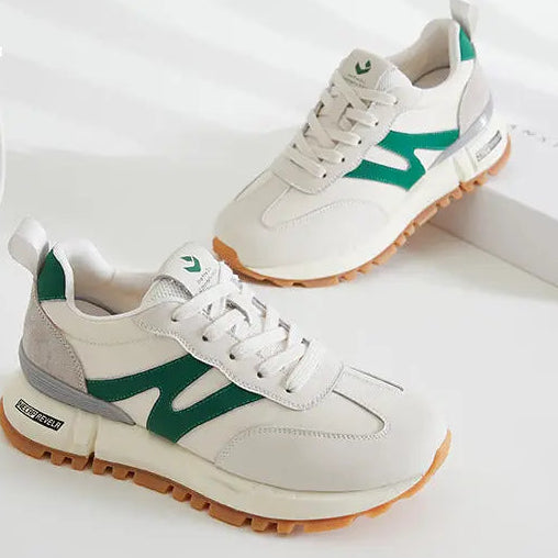 Baskets femme beige et vert tendance look moderne SecretBombe