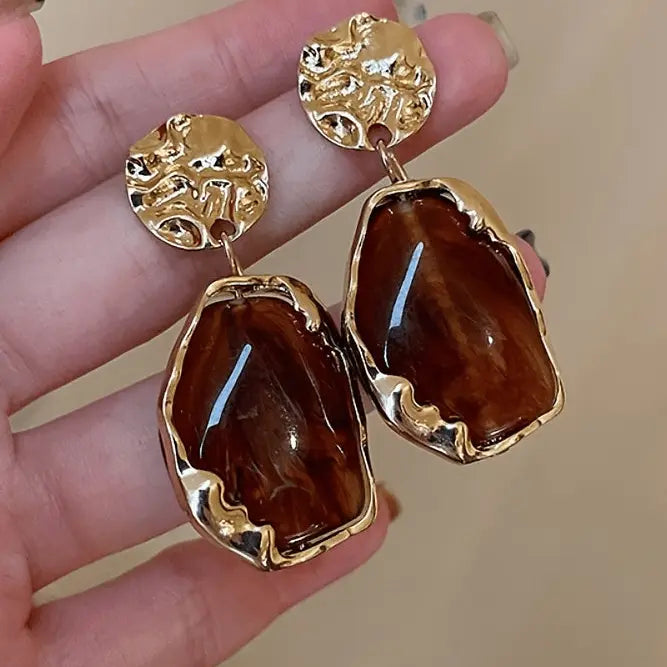 Boucles d’oreilles modernes effet pierre marbrée SecretBombe
