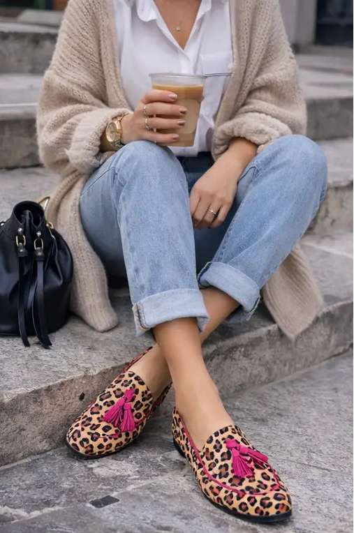 Mocassins femme léopard SecretBombe look casual chic tendance