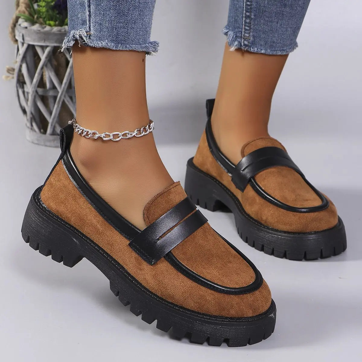 Mocassins femme léopard SecretBombe semelle crantée tendance mode européenne