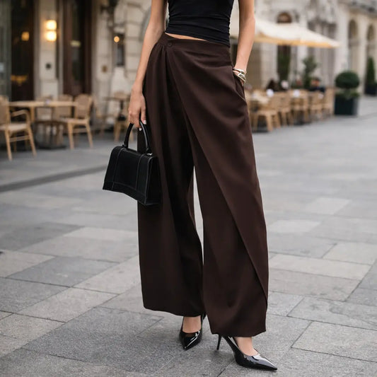 pantalon taille haute coupe large chocolat SecretBombe