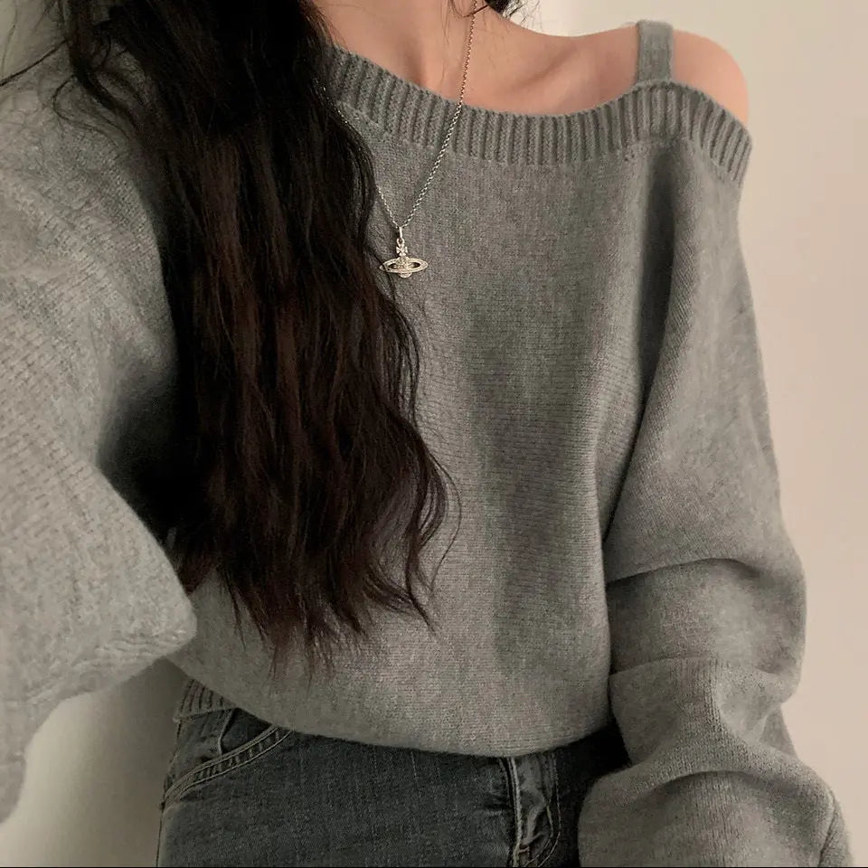 Pull femme épaule dénudée en maille casual chic SecretBombe