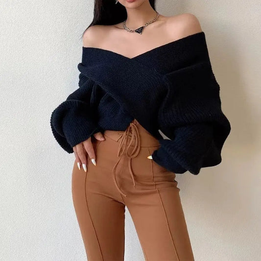 Pull oversize femme manches extra-longues maille douce tendance SecretBombe