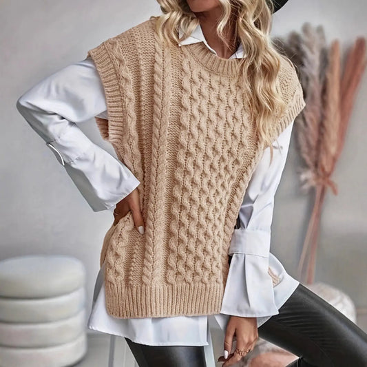 Pull femme sans manches en maille tricotée tendance SecretBombe