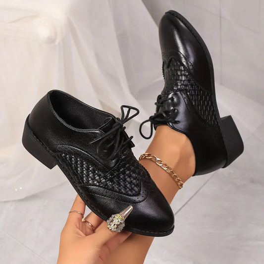 Chaussures en cuir vegan noir SecretBombe style européen tendance