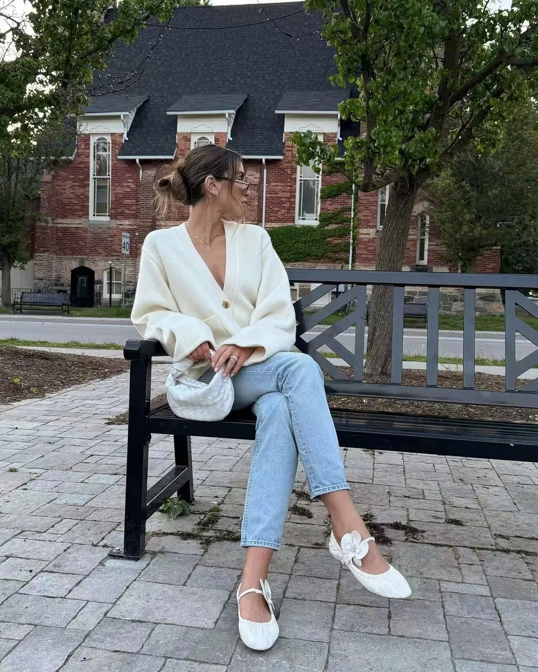 Cardigan pour femme à manches longues, couleur taupe et blanc, motif uni, 