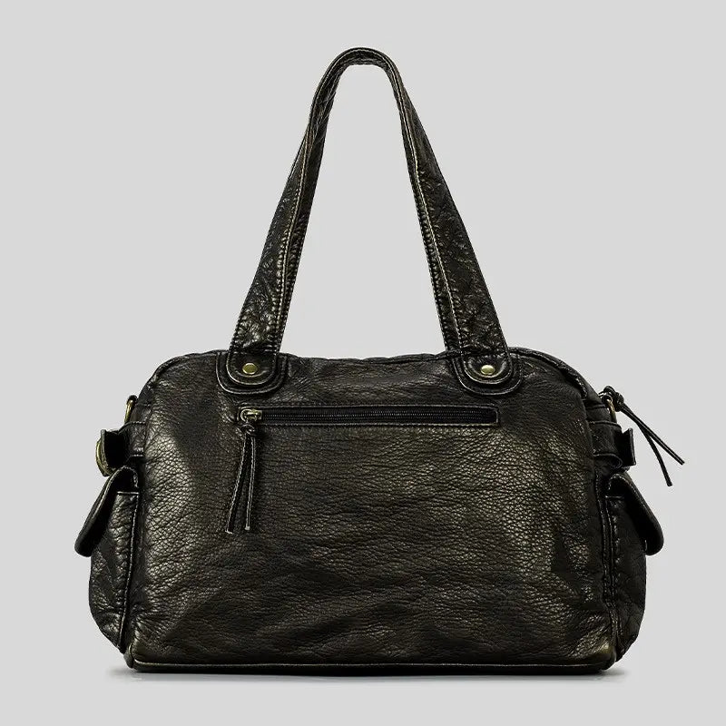  Sac à main femme noir style urbain avec poches zippées SecretBombe