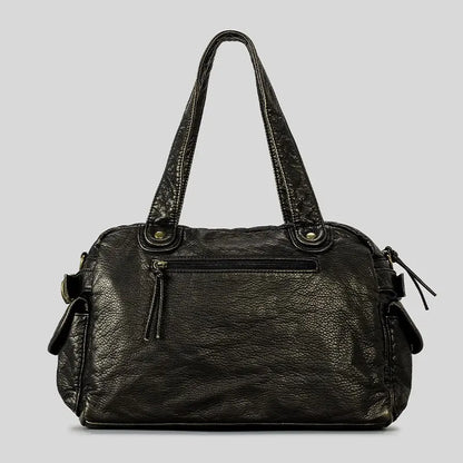  Sac à main femme noir style urbain avec poches zippées SecretBombe