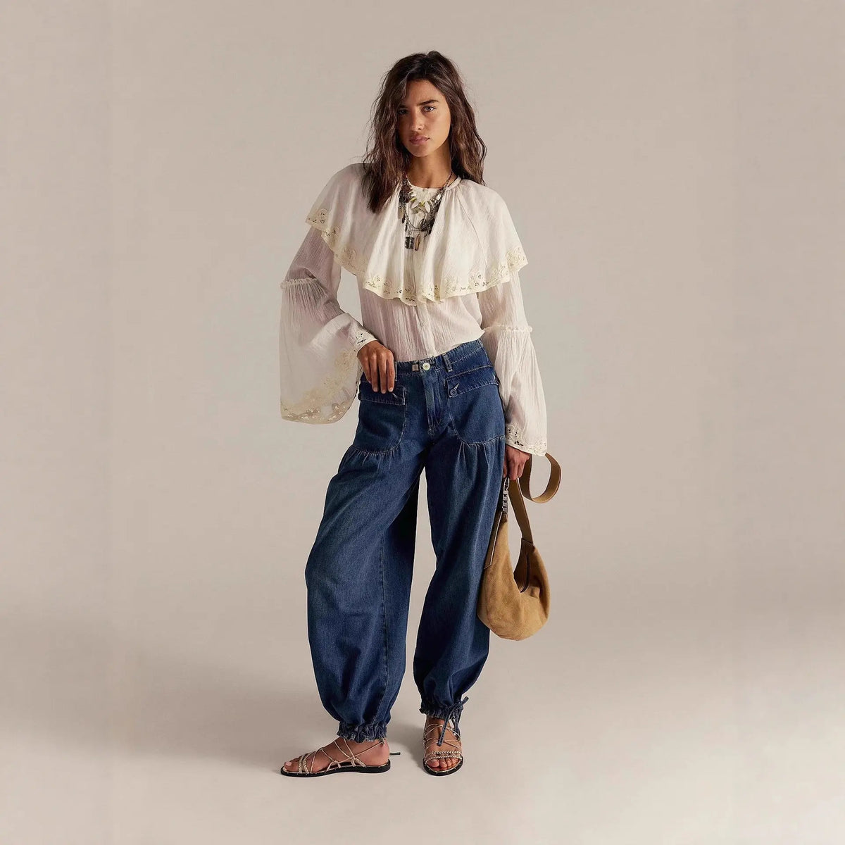 Jean large bleu délavé pour femme SecretBombe