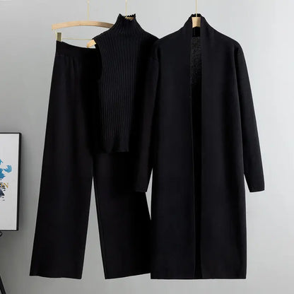 Ensemble femme chic deux pièces taille unique en couleur unie noir, design épuré et sophistiqué