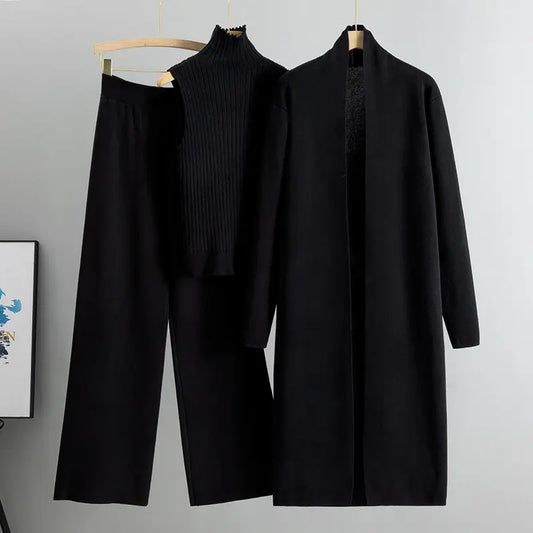 Ensemble femme chic deux pièces taille unique en couleur unie noir, design épuré et sophistiqué