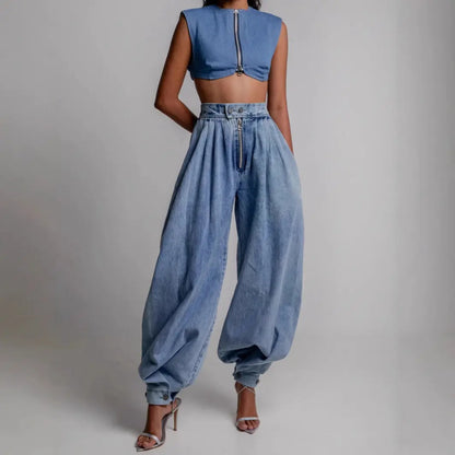 Jean effet bouffant ultra tendance pour un style décontracté et moderne