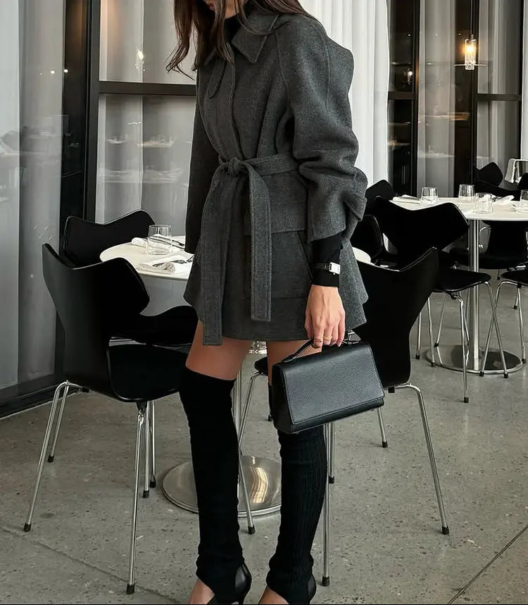 Manteau gris femme SecretBombe style urbain chic