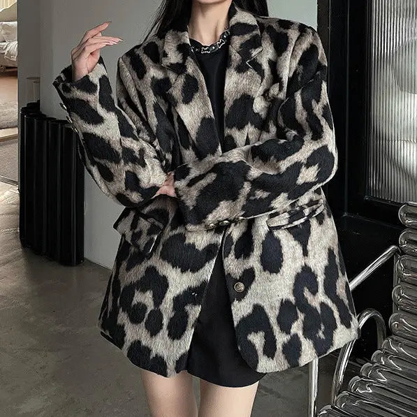 Coupe droite légèrement oversize veste léopard femme – SecretBombe