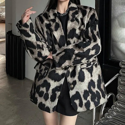 Coupe droite légèrement oversize veste léopard femme – SecretBombe