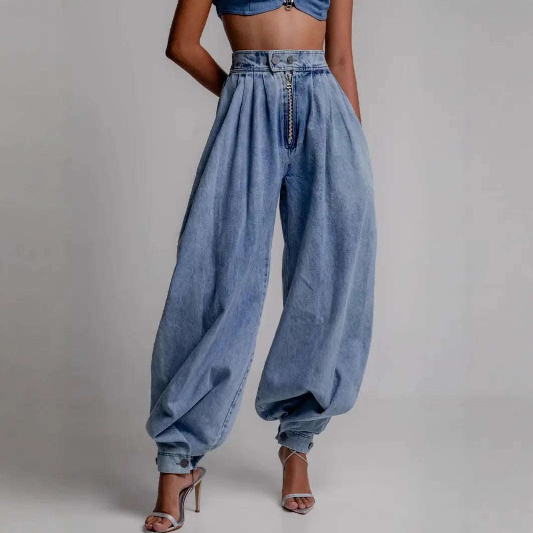 Jean effet bouffant ultra tendance pour un style décontracté et moderne