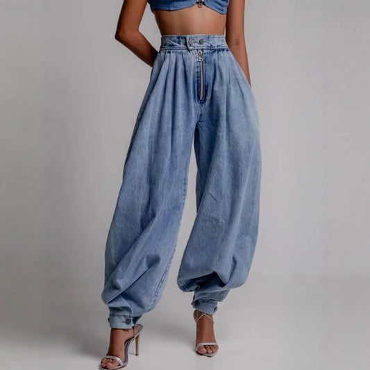 Jean effet bouffant ultra tendance pour un style décontracté et moderne