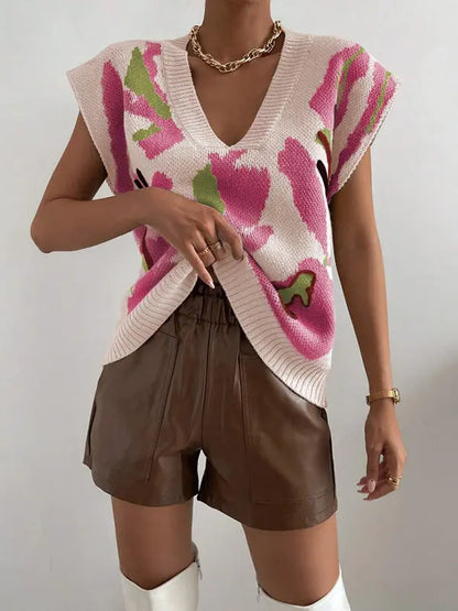 Pull sans manches rose à fleurs SecretBombe, mode féminine et élégante