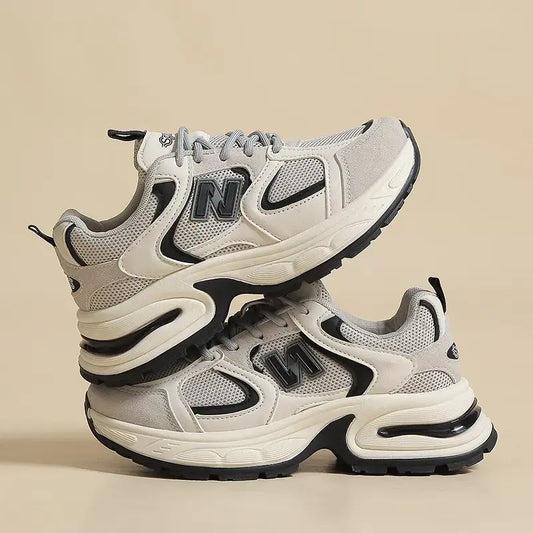 Baskets femme beige et gris confortables et tendance – SecretBombe