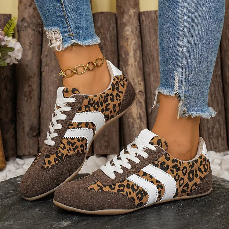 Sneakers léopard pour femme couleur camel et blanc SecretBombe