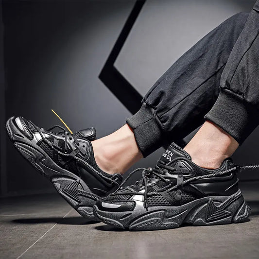 Baskets urbaines semelle épaisse gris noir blanc – SecretBombe