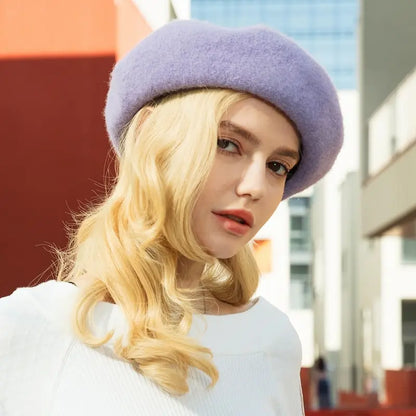 Béret femme en laine gris mixte, taille ajustable, look élégant et moderne, accessoire mode chic pour toutes les occasions