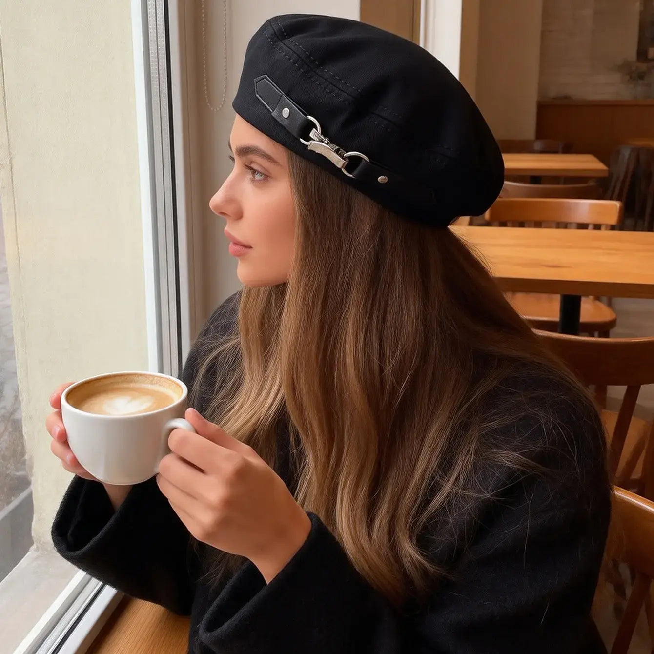 Béret noir femme tendance look élégant SecretBombe